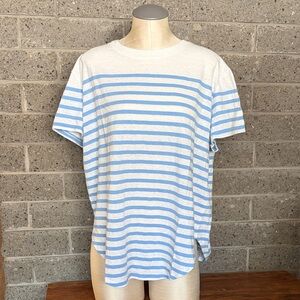 Nordstrom Lou and Grey Blue and White Striped Women’s Short Sleeve Tee Shirt